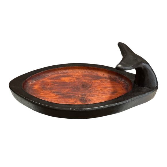 Vintage Hand Hewn Solid Wood Whale Tray - Picture 4 of 9